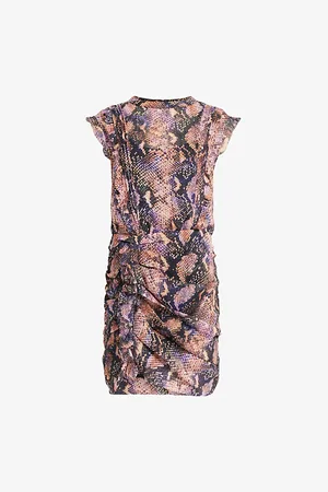 AllSaints Womens Hali Tahoe Snake-Print Woven Mini Dress 10