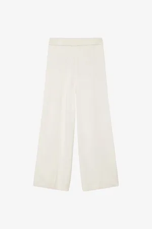 Joseph Womens Cropped Wide-Leg Mid-Rise Stretch-Silk Blend Trousers M