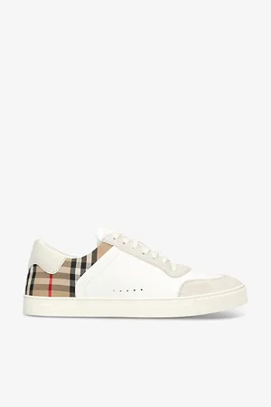 Burberry Mens Stevie Check-Print Leather Low-Top Trainers Eur 40 / 6 Uk Men
