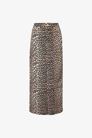 Ganni Womens -Print Stretch-Cotton Denim Maxi Skirt 6