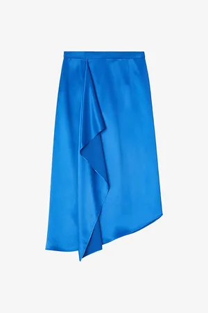 LK Bennett Womens Zope Drape-Trim Satin Midi Skirt 12