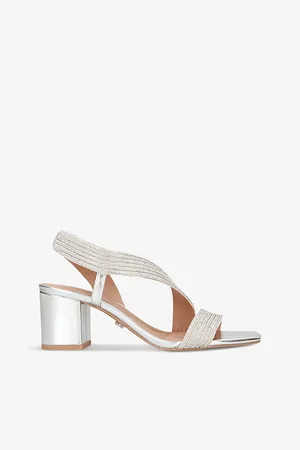 Carvela Womens Gala Crystal-Embellished Metallic-Leather Heeled Sandals Eur 36 / 3 Uk Women