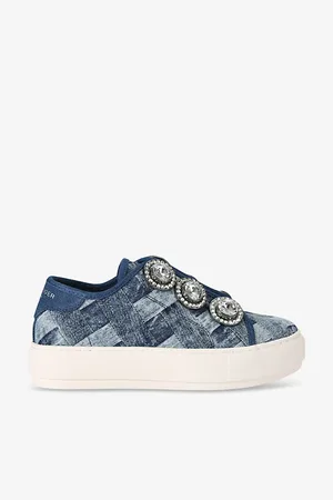 Kurt Geiger Womens Laney Octavia Crystal-Embellished Woven Low-Top Trainers Eur 37 / 4 Uk Women