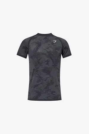 GymShark Mens Geo Seamless Logo-Embroidered Recycled Polyester-Blend T-Shirt Xs