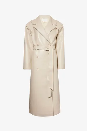 The Frankie Shop Womens Tina Double-Breasted Faux-Leather Coat Xxs