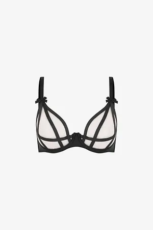 Agent Provocateur Womens Briella Bow-Embellished Plunge Mesh Underwired Bra 32B