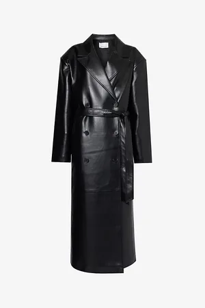 The Frankie Shop Womens Tina Double-Breasted Regular-Fit Faux-Leather Coat Xxs