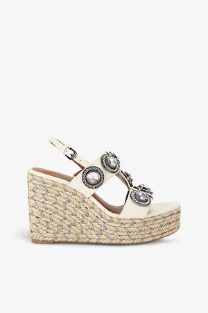 Kurt Geiger Womens Octavia Crystal-Embellishment Wedge Leather Heeled Sandals Eur 36 / 3 Uk Women
