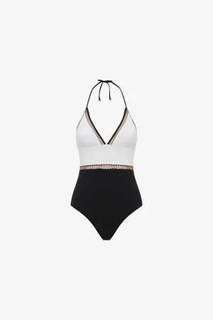 Reiss Womens Ray Colourblock Stretch-Jersey Swimsuit 6