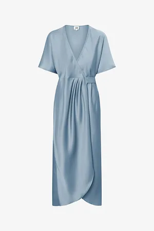 Twist & tango Womens Shana Wrap-Tie Satin Midi Dress 8