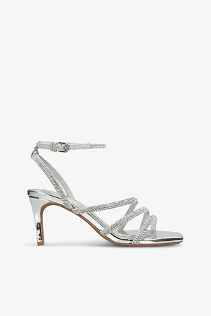 Kurt Geiger Womens Savanna Low Crystal-Embellished Heeled Woven Sandals Eur 36 / 3 Uk Women