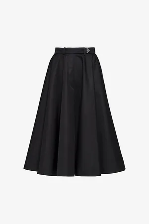 Prada Womens Re-Nylon Logo-Plaque High-Rise Pleated Skirt 2