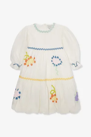 Stella McCartney Kids floral-print long-sleeved dress - White