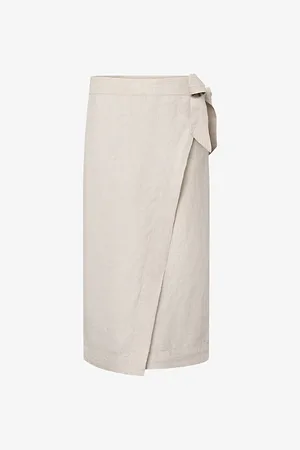 Twist & tango Womens Vivienne Wrap-Front Linen Midi Skirt 8
