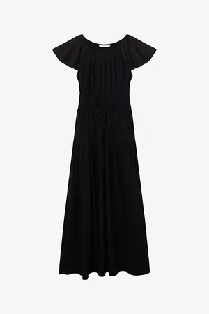 LK Bennett Womens Carla Drawstring-Waistband Cotton-Blend Maxi Dress 6