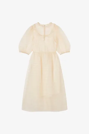 LK Bennett Womens Maddie Ruffle-Trim Pintuck Silk Midi Dress 12