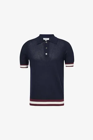 CHE Mens Quinn Stripe-Trimmed Cotton-Knit Polo Shirt S