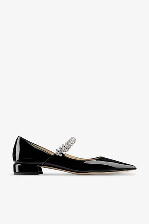 Jimmy Choo Womens Bing 25 Crystal-Embellished Patent-Leather Flats Eur 35 / 2 Uk Women