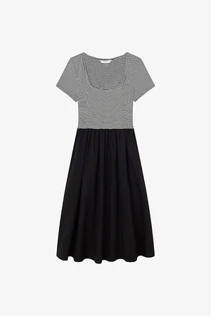 LK Bennett Womens Serina Short-Sleeve Striped Stretch-Jersey Midi Dress 12