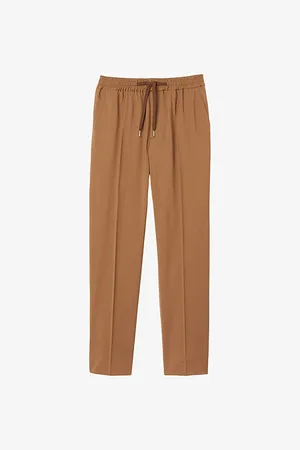Sandro Mens Drawstring-Waist Straight-Leg Wool-Blend Trousers M