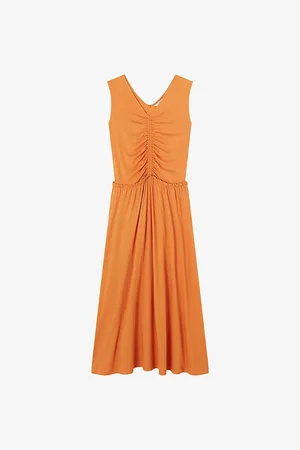 LK Bennett Womens Claud Ruched Cotton-Jersey Midi Dress 6