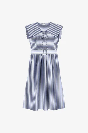 LK Bennett Womens Beau Stripe Cotton Midi Dress 18