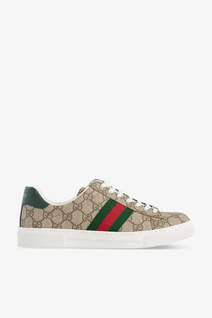 Gucci Womens Ace Logo-Pattern Canvas Trainers Eur 35 / 2 Uk Women