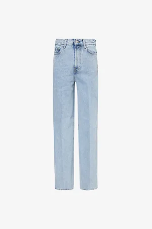 Totême Womens Faded-Wash Wide-Leg High-Rise Cotton Denim Jeans 26
