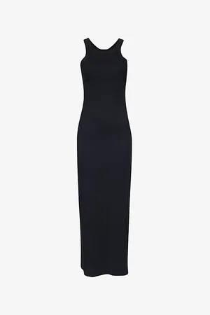 Totême Womens Slim-Fit Scoop-Neck Cotton-Blend Stretch-Jersey Midi Dress Xs