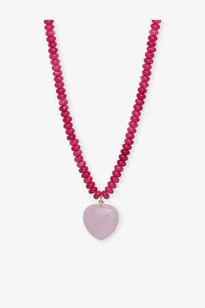 Crystal Haze Womens Dua 18ct Yellow Gold-Plated Brass, Rose Quartz and Red Carnelian Pendant Necklace