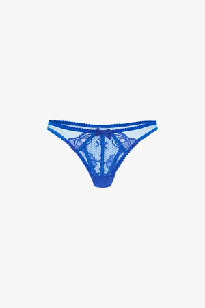 Agent Provocateur Womens Rozlyn Bow-Embellished Mid-Rise Woven Thong L
