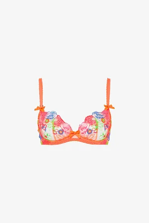 Agent Provocateur Womens Zuri Lace-Embroidered Plunge Woven Underwired Bra 38Dd