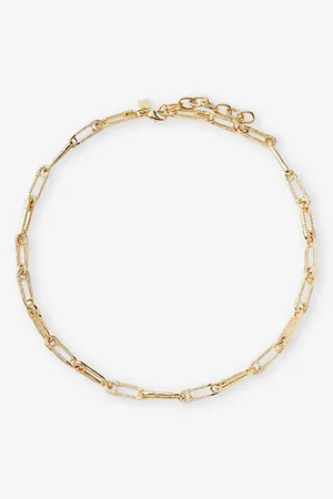 Crystal Haze Womens Locked 18ct Yellow Gold-Plated Brass and Cubic Zirconia Chain Necklace