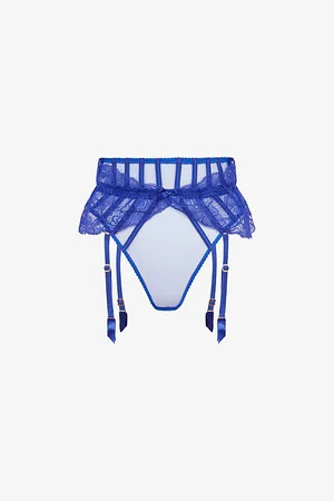 Agent Provocateur Womens Rozlyn Bow-Embellished Woven Thong Suspender L