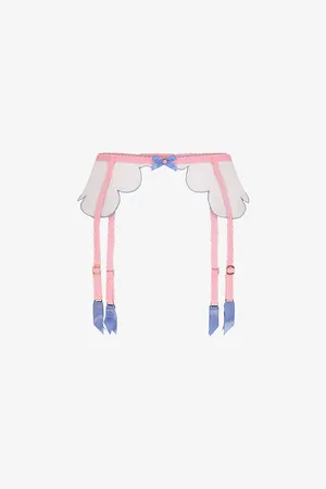Agent Provocateur Womens Lorna Scalloped-Hem Mid-Rise Woven Suspender Belt L