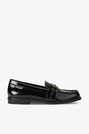 Kurt Geiger Womens Mayfair Slim Buckle-Embellished Flat Patent-Leather Loafers Eur 36 / 3 Uk Women