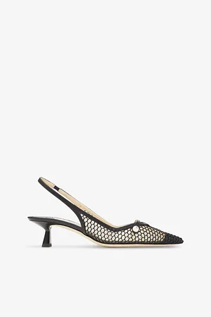 Jimmy Choo Womens Amita 45 Pointed-Toe Mesh Slingback Heeled Pumps Eur 36 / 3 Uk Women