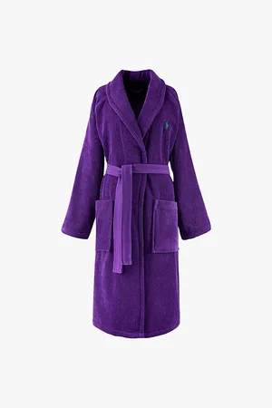 Ralph Lauren Womens Logo-Embroidered Relaxed-Fit Cotton Bathrobe S
