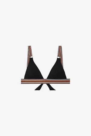 Reiss Womens Yve Stripe-Trim Triangle Stretch-Woven Bikini Top 6