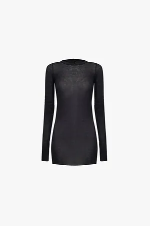 Rick Owens Womens Semi-Sheer Long-Sleeved Knitted T-Shirt 6