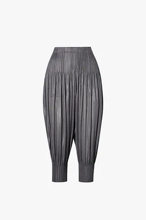 PLEATS PLEASE ISSEY MIYAKE Womens Pleated Tapered-Leg Mid-Rise Knitted Trousers 2
