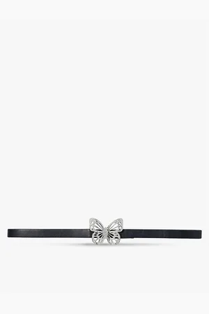 Maje Womens Butterfly Rhinestone-Embellished Leather Belt 10