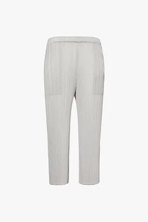 PLEATS PLEASE ISSEY MIYAKE Womens Pleated Straight-Leg Mid-Rise Knitted Trousers 2
