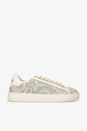 VERSACE Womens Baroque Graphic-Pattern Canvas Low-Top Trainers Eur 38/5 Uk Women