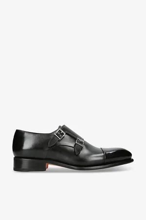 santoni Mens Carter Double-Buckle Leather Monk Shoes Eur 44 / 10 Uk Men
