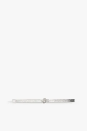 Maje Womens Clover-Buckle Metallic Leather Belt 8