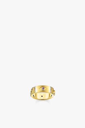 Thomas Sabo Womens Cosmic 18ct Yellow-Gold Sterling Silver and Zirconia Band Ring 52mm