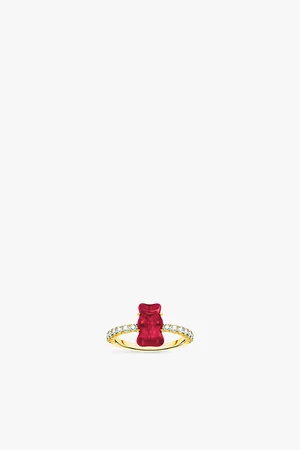 Thomas Sabo Womens x Haribo 18ct Yellow Gold-Plated Sterling Silver and Zirconia Ring 52mm