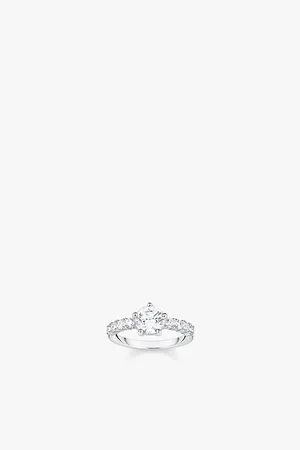 Thomas Sabo Womens Solitaire 925 Sterling-Silver and Zirconia Ring 52mm