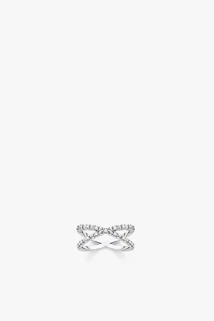 Thomas Sabo Womens Crossover Dots Sterling-Silver and Zirconia Ring 52mm